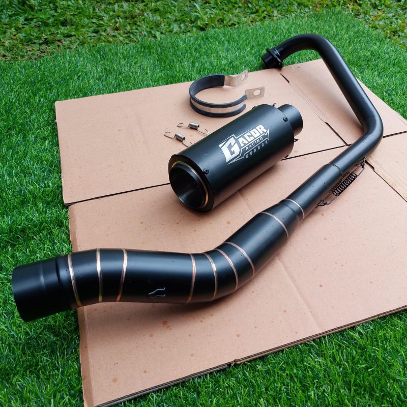 Knalpot racing Gacor black dof untuk motor, vixion old/new/r,mx 135 old/new,mx king,byson,r15 v2/v3/