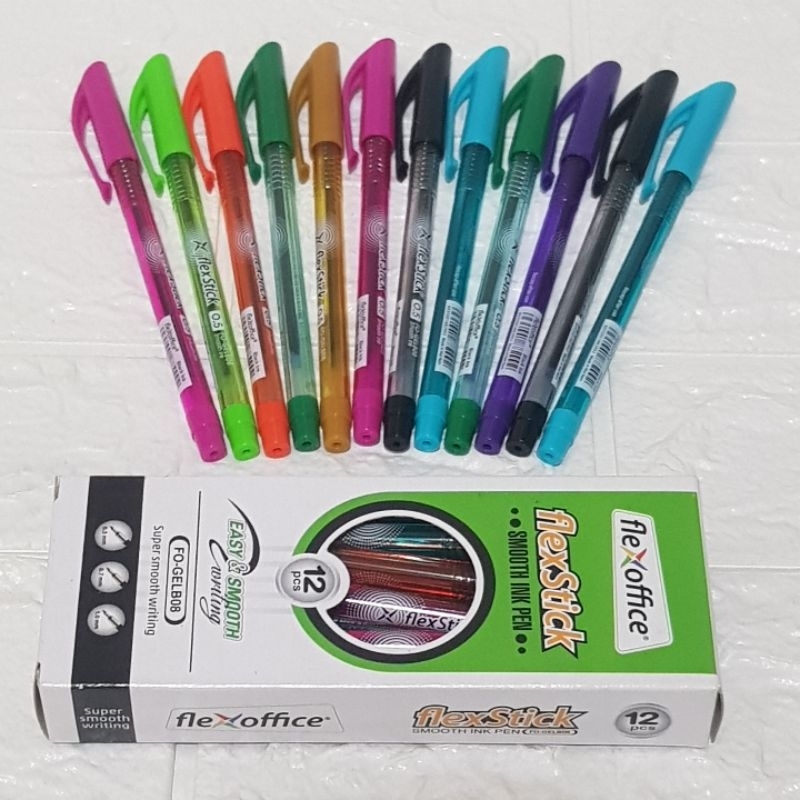 

(1 Lusin Pulpen) Pulpen Tinta Warna Hitam - Pulpen FlexStick Smooth In Pen 0.5mm - Bulpen Hitam (12 Buah Pulpen)