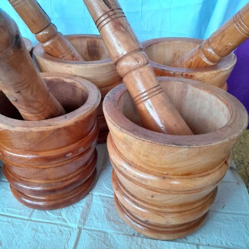 Lumpang kayu / Lesung kayu / Tumbukan alu set Batam