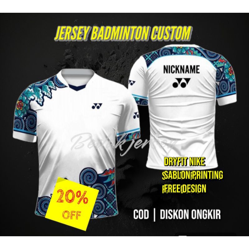 BAJU OLAHRAGA BADMINTON TENIS FREE NAMA PRIA WANITA