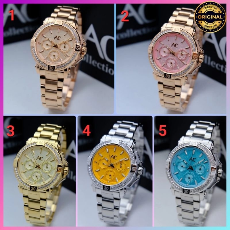 ORIGINAL GARANSI RESMI 1 TAHUN JAM TANGAN WANITA ALEXANDRE CHRISTIE SAPPHIRE RANTAI STAINLESS STEEL 