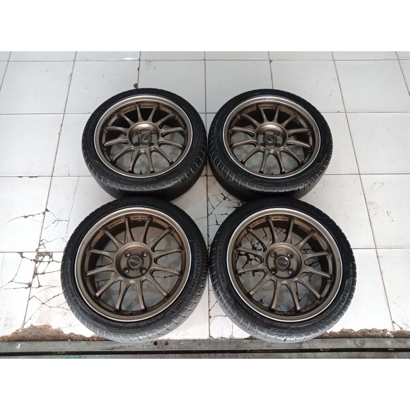 pelek mobil seken ring 17 ssr tipe f pcd 4x100 bronze bonus ban 205 45 r17