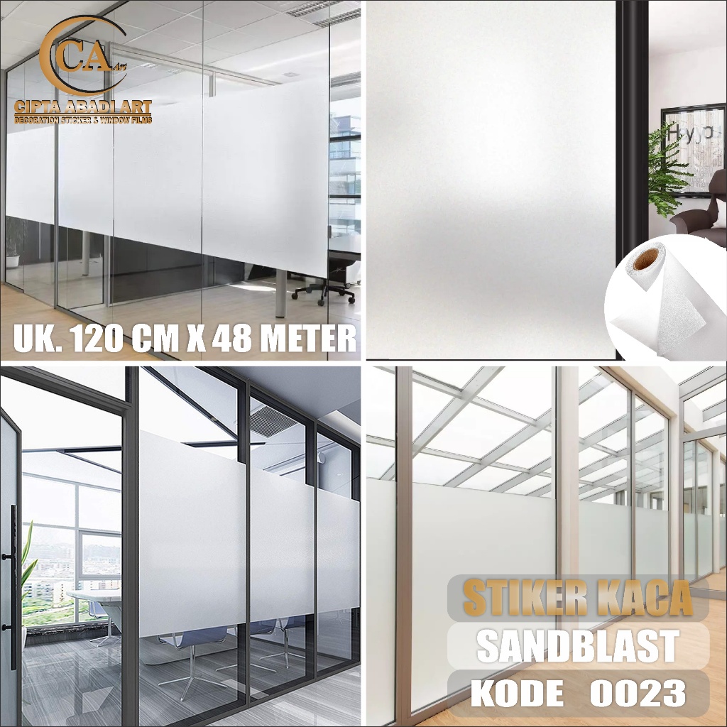 Stiker Kaca Sandblas Buram Polos Es