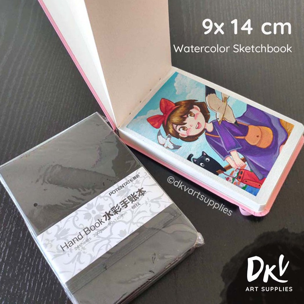 

Watercolor Sketchbook POTENTATE Mini 9x14cm 3gsm hardcover jahit ART V8I2