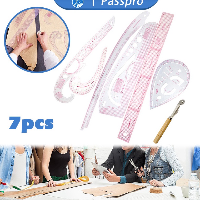 

7pcs Penggaris Jahit Set Penggaris Pola Baju Gambar Menjahit Pakaian Baju Quilting Patchwork Ruler Multi Function Sewing Rulers ART P5U6