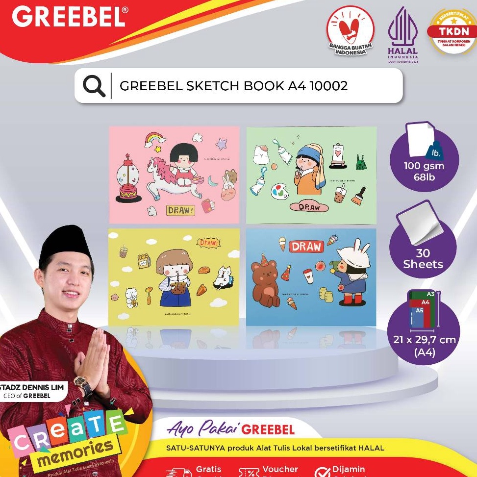 

GREEBEL SKETCHBOOK A4 12 Buku Gambar Sketsa Drawing Book ART V5E5
