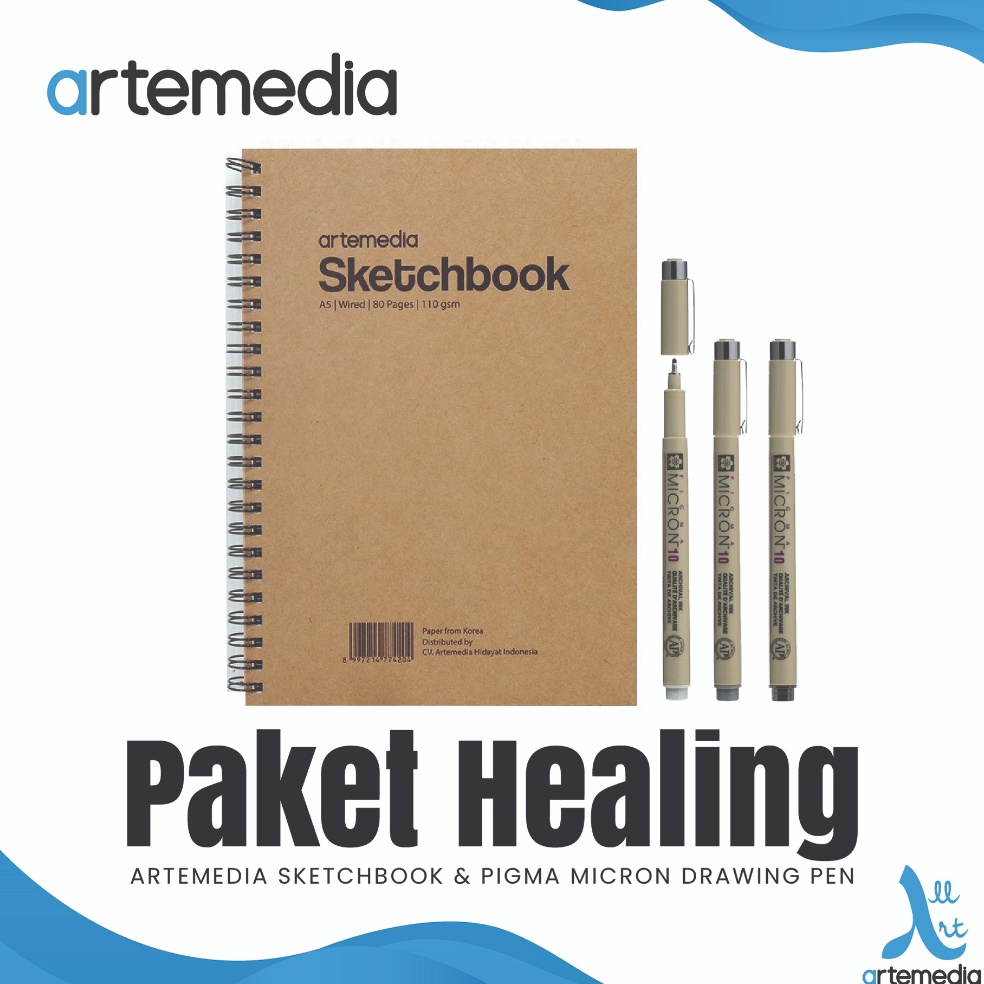 

Paket Healing Artemedia Sketchbook Pigma Micron Drawing Pen ART A5G4