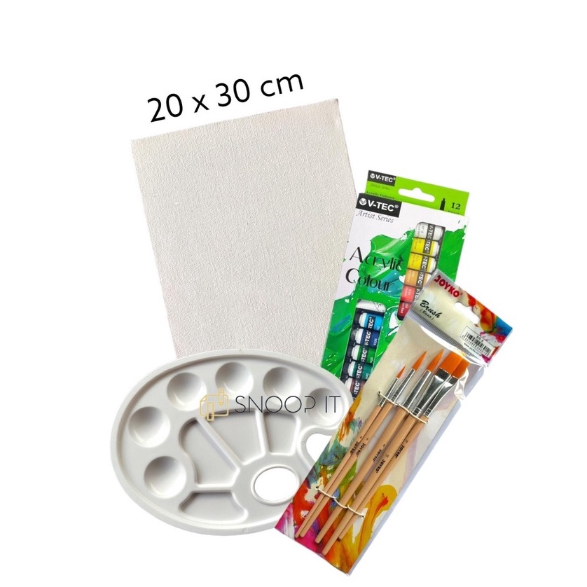 

Paket Melukis Lengkap Set 4 in 1 Set Kanvas 2x3 Kuas Palet dan Cat Acrylic Set SHSNP ART C8M3