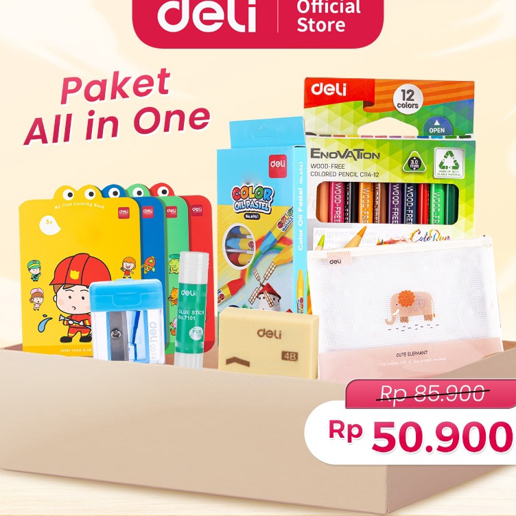 

Deli Paket alat tulis anak sekolah lengkap paket mewarnai anak set alat tulis ATK mewarnai lengkap 7 in 1 ART R1U2