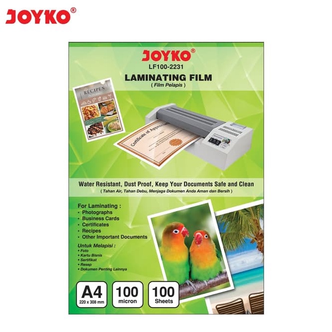 

Plastik Laminating Film Joyko LF12231 A4 1 Micron ART E1B1