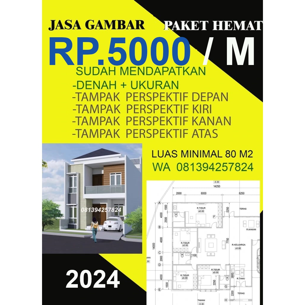 RP7000-REVISI  GRATIS -JASA ARSITEK-JASA GAMBAR RUMAH-JASA DESAIN RUMAH-JASA  GAMBAR BANDUNG