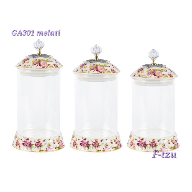 Toples permen kaca G301 motif melati merek vicenza(GA301)