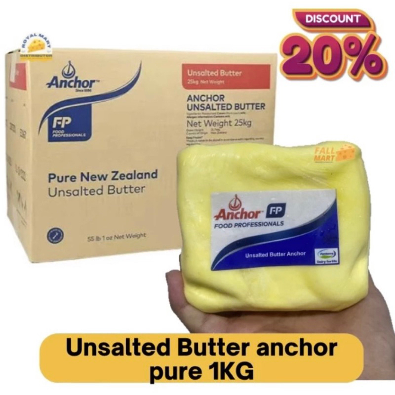 

Unsalted Butter Anchor pure 1kg Butter Pure Anchor Unsalted Butter Murni Pure Anchor 1KG