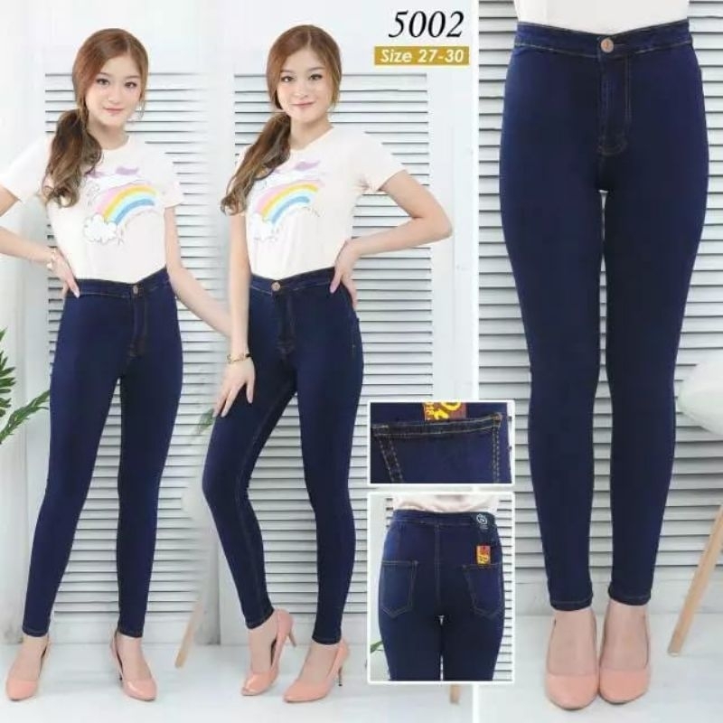 CELANA PANJANG HW BIRU DONGKER CELANA CEWEK HIGHWAIST JUMBO