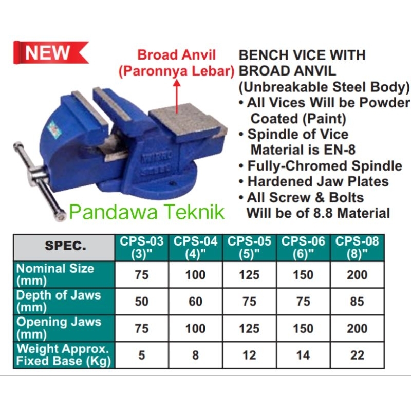 Catok paron 8 inch /ragum 8 inch wipro CPS08