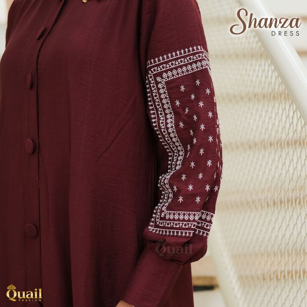 Quail Hijab - Shanza Dress Bordir Gamis Premium Butik | Baju Kondangan-3