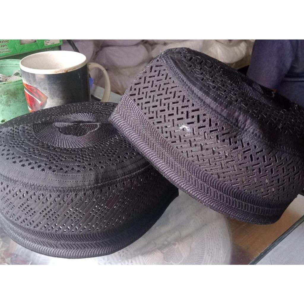 PROMO 10pcsPeci Kopiah Madina Bugis Laser Asli Bangladesh Hitam Polos Grosir