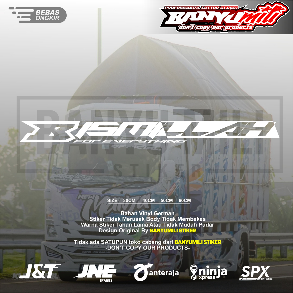 Stiker truk bismillah variasi kaca mobil pickup granmax carry truk canter giga cutting stiker kaca b