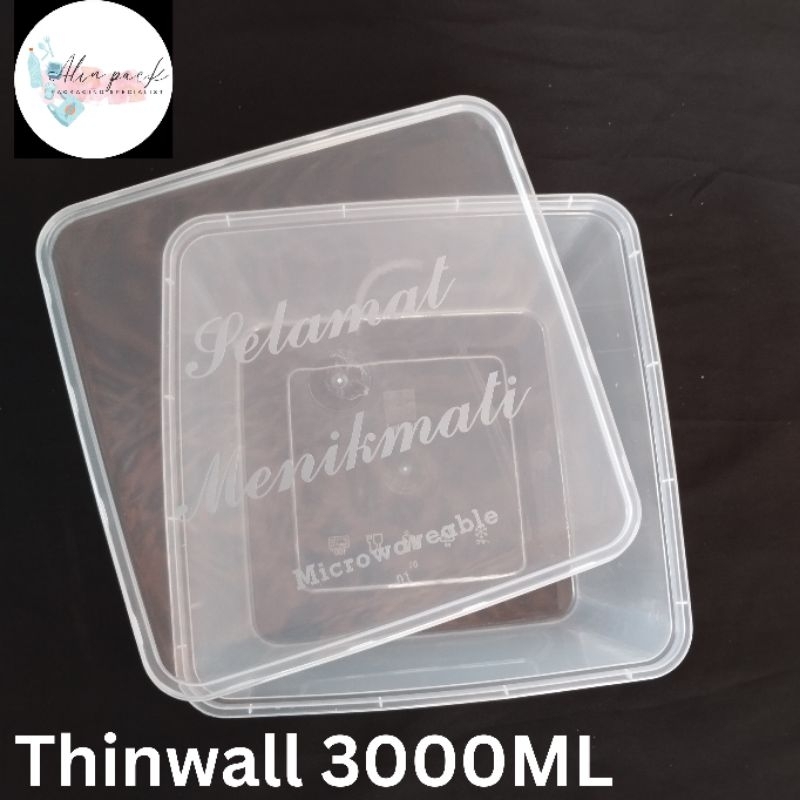 [ECERAN] Thinwall 3000Ml Square Sumobox | Kotak Makan Plastik