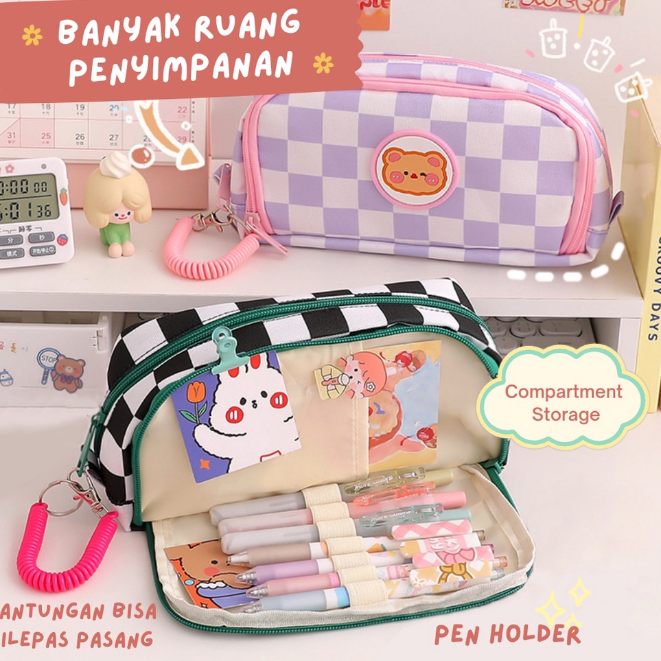 

Mismi Azumi Pencil Case Kotak Pensil Sekolah Kapasitas Besar Dual Slot Trendy Stylish PC7A ART Y3W8