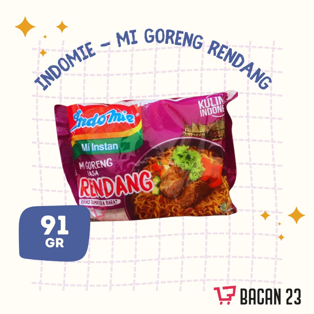 

Indomie Goreng Rasa Rendang Khas Sumatera Barat (91 Gr) / Mi Instan