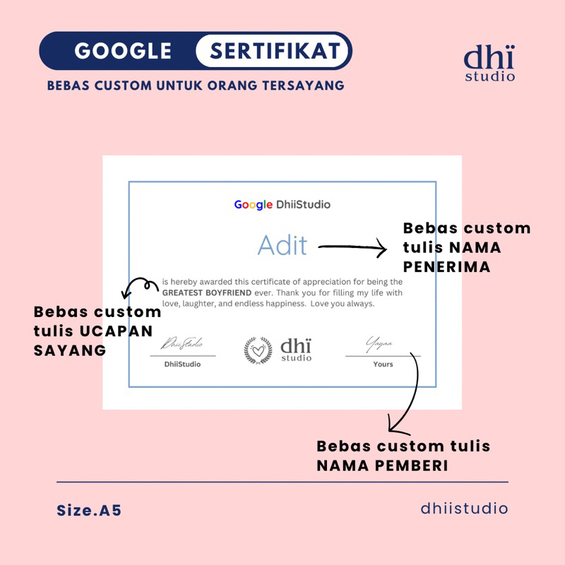 BEBAS CUSTOM SERTIFIKAT PACAR/BOYFRIEND GIRLFRIEND