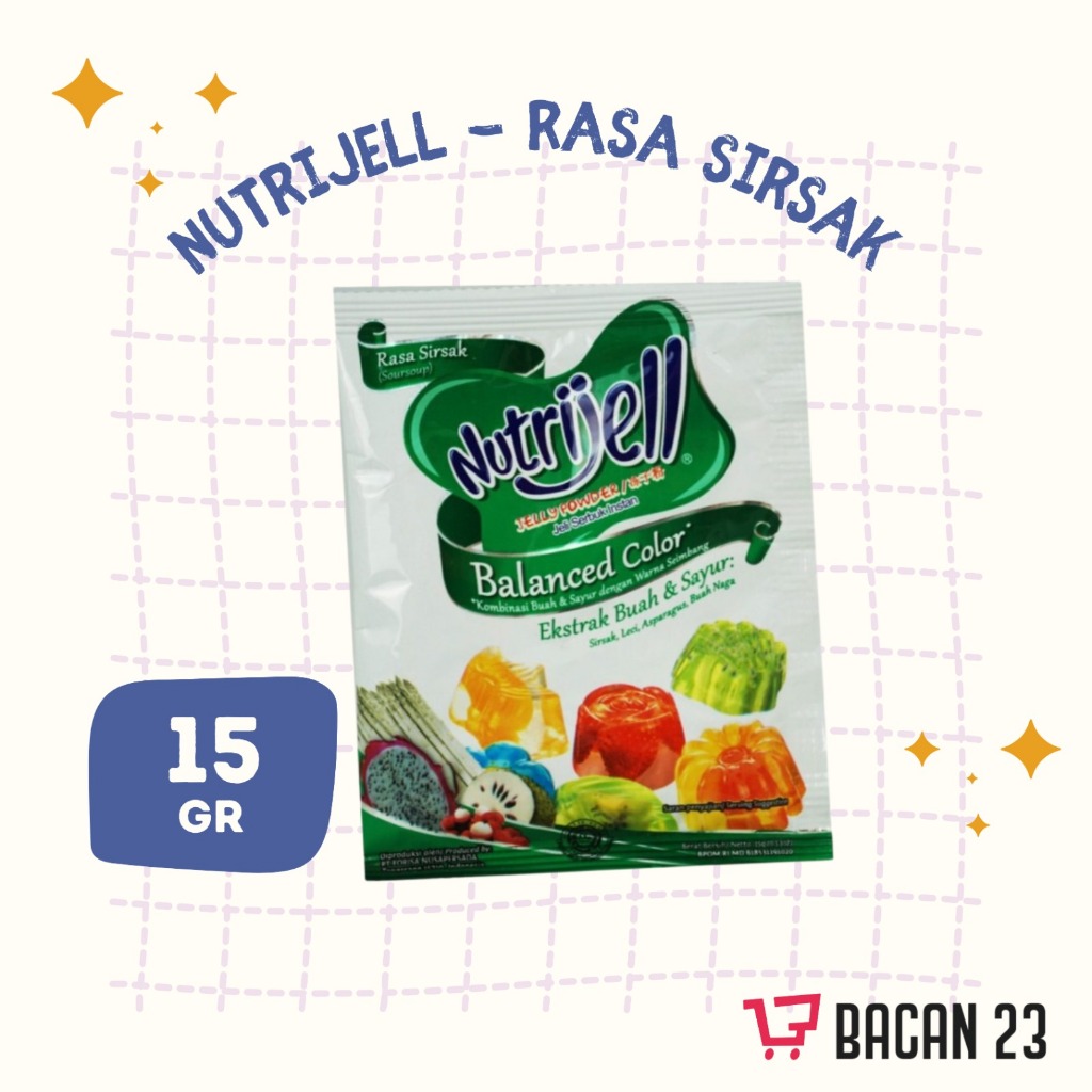 

Nutrijell Rasa Sirsak (15 Gr) / Agar - Agar Jelly Instant Sachet rasa Sirsak / Jelly Powder