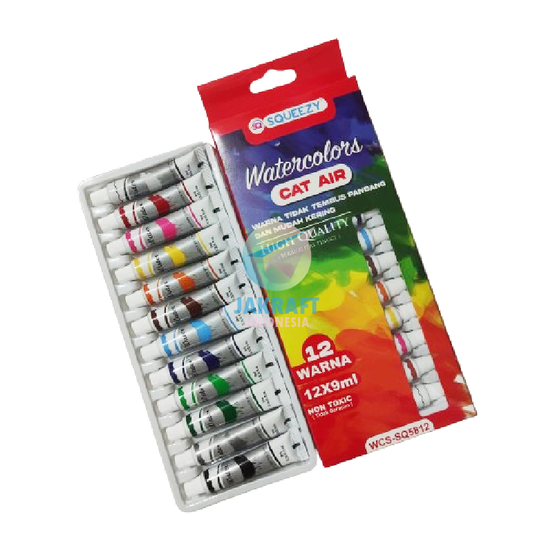 

(12 Pcs) Cat Lukis Air Set 12 Warna SQUEEZY WCS-SQ5812 Water Color Paste Watercolor Paint Tube