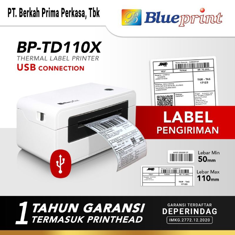 Printer barcode thermal printer label resi A6 blueprint BP-TD110X (second)