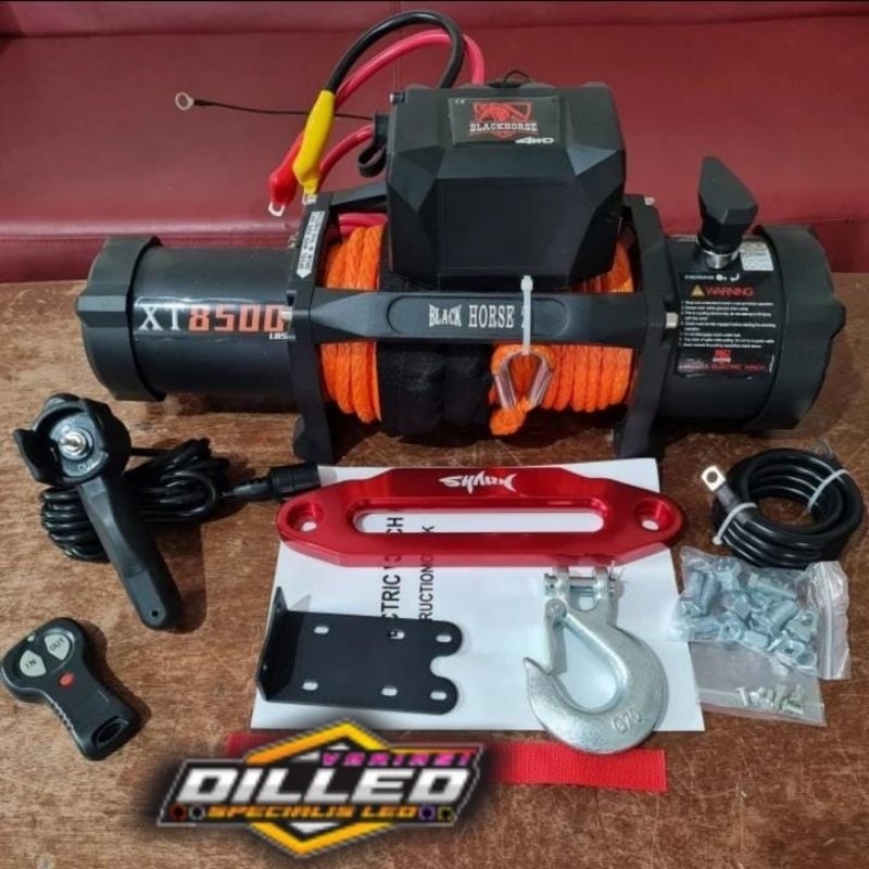 Black Horse Gen 2 Winch 8500 Lbs  Synthetic Rope Tali Plasma 12V 4x4