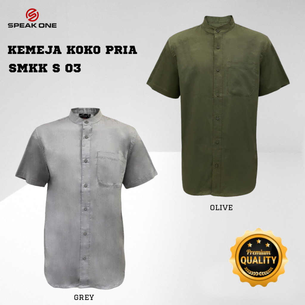 KEMEJA KOKO LENGAN PENDEK SPEAK ONE ORIGINAL MEN COWO LAKI JUMBO BIG SIZE (SMKK S 03 GREY, OLIVE)
