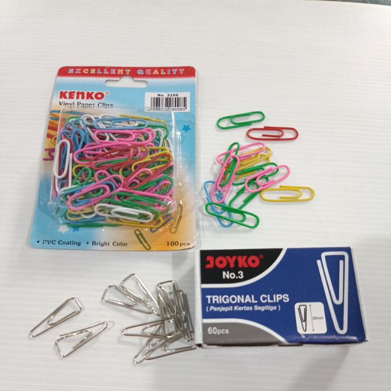 

Paper Clips jepit kertas segitiga No. 3 polos/ berwarna Kenko Makassar