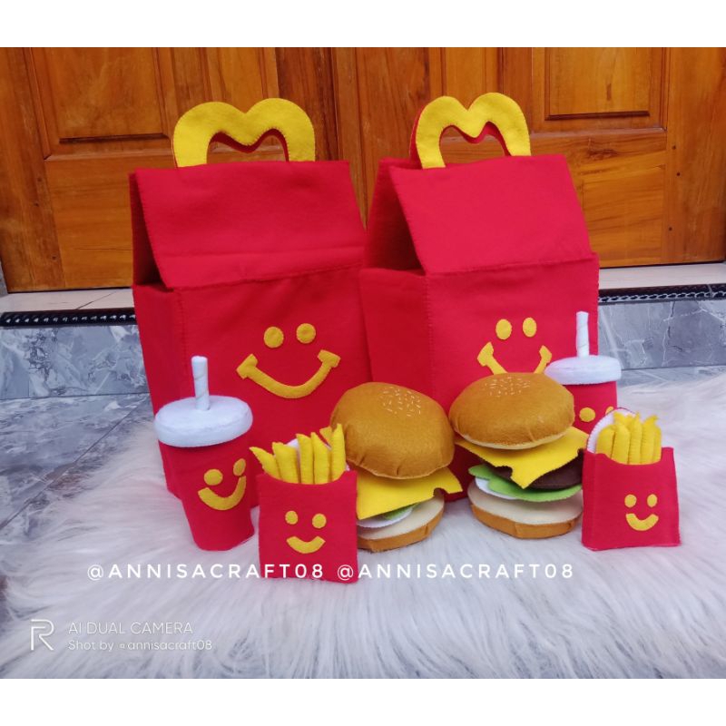 HAPPY MEAL SET / MAINAN FLANEL / MAINAN BURGER / MAINAN KENTANG GORENG / MAINAN MASAK MASAKAN / MAIN