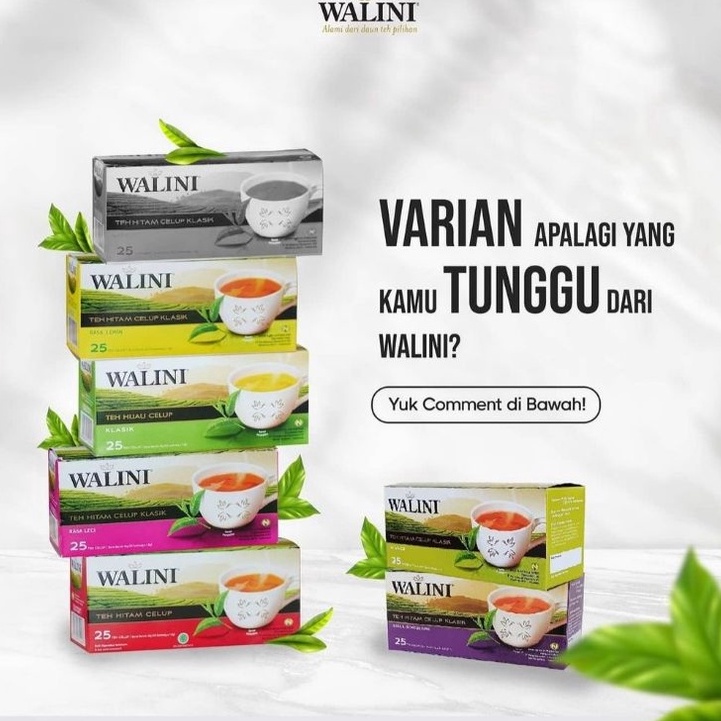 

TERMURAH TEH CELUP WALINI 25s LECI GREEN TEA LEMON TEA JASMINE TEA BLACKCURRANT HALAL