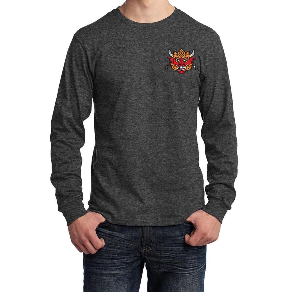 Kaos Polos Oneck Pria Panjang Lengan Manset Logo Barong Catur