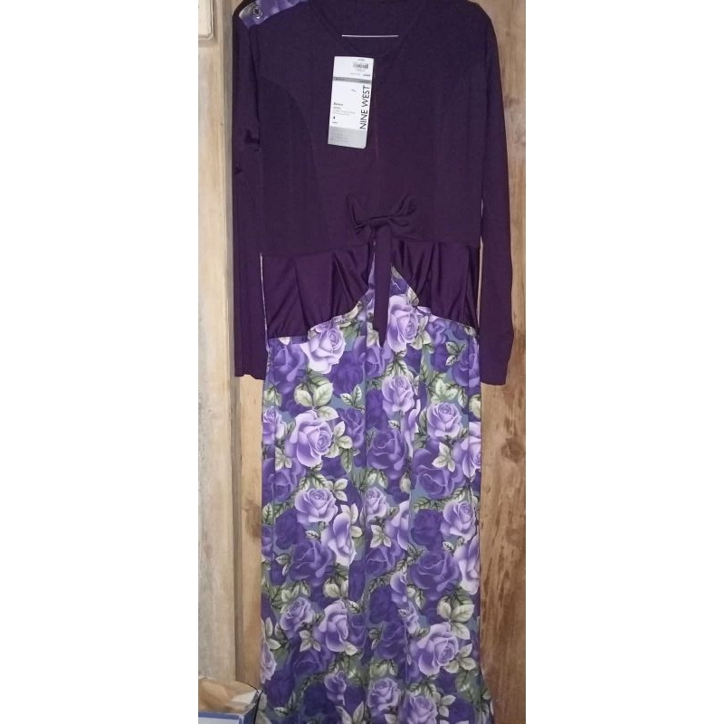Gamis Dewasa Ungu Pita Bunga Bunga
