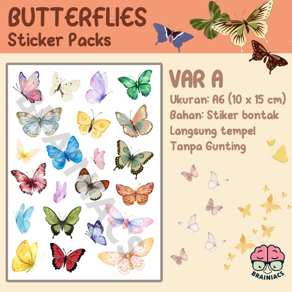 

ST-014, Sticker Stiker Butterflies Butterfly Kupu Kupu