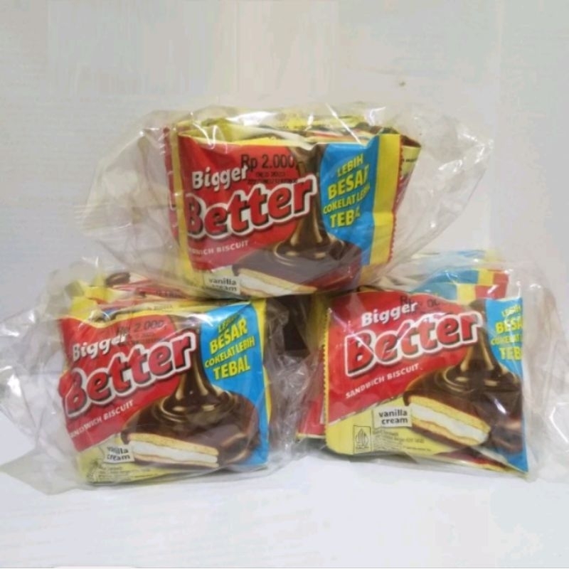 

Better bigger sandwich biscuit vanilla cream renceng isi 10 27 gr