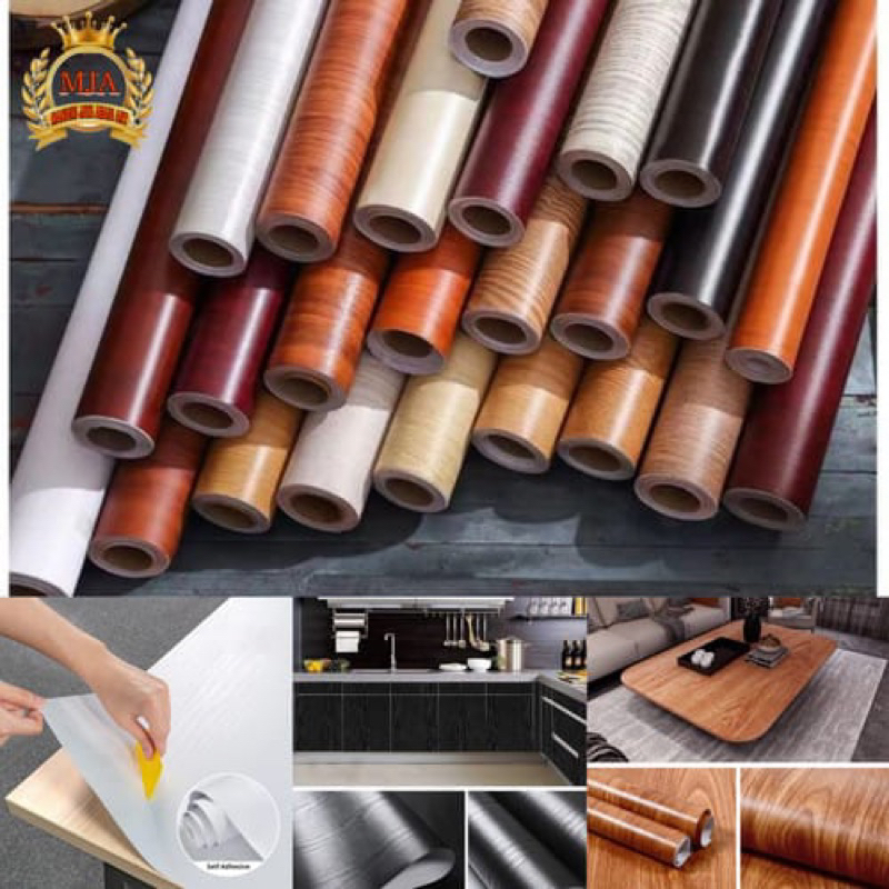 stiker kayu sticker kayu doff Stiker Warna Putih Hitam Biru stiker lemari meja Lantai Anti Air Panas