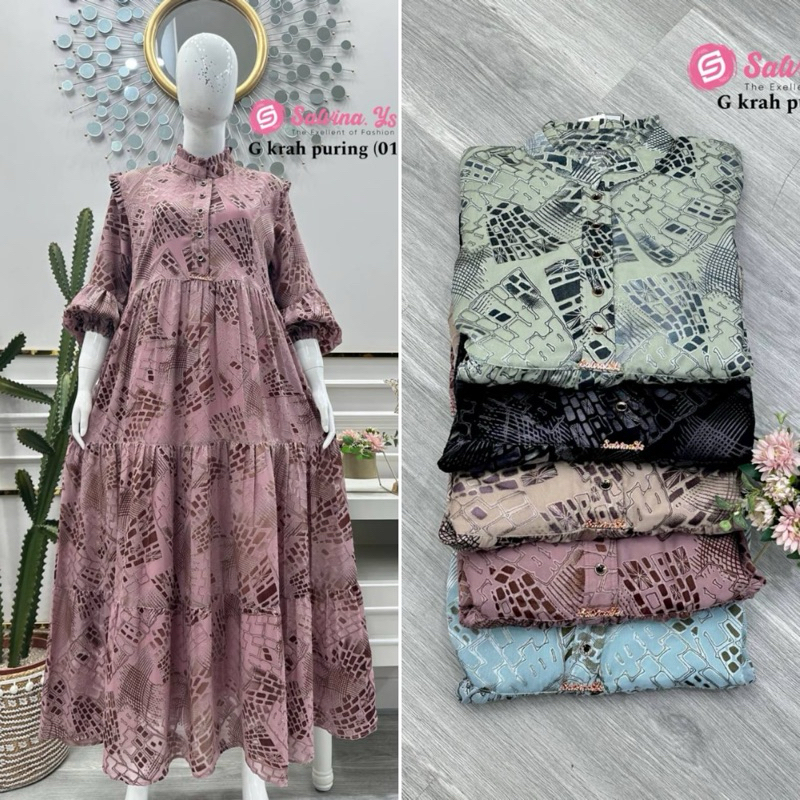 SALE gamis braso motif all size by salvina ys