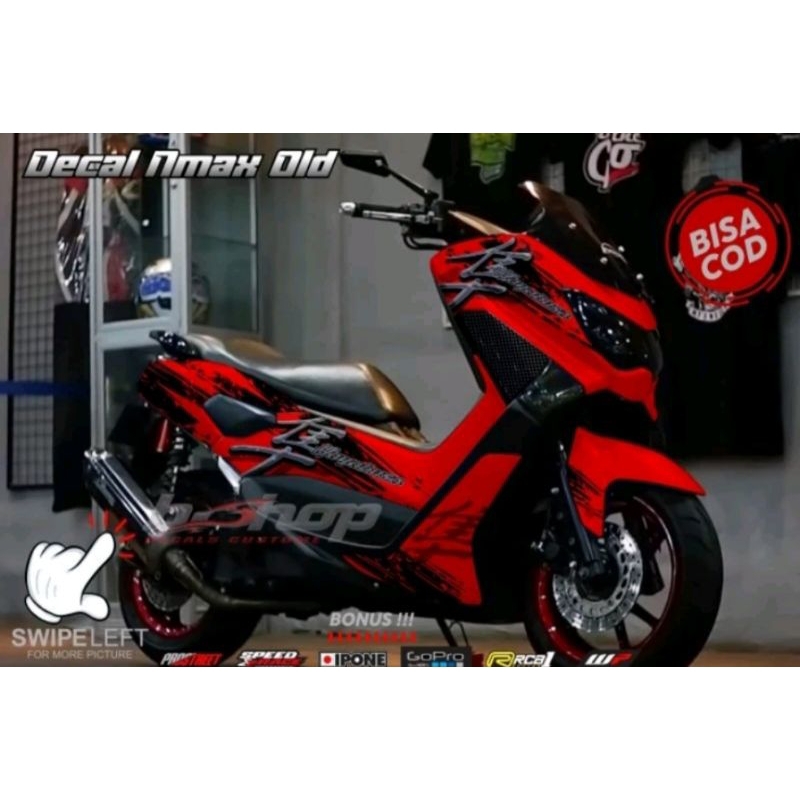 stiker decal nmax old full body motif hayabusa simple warna merah
