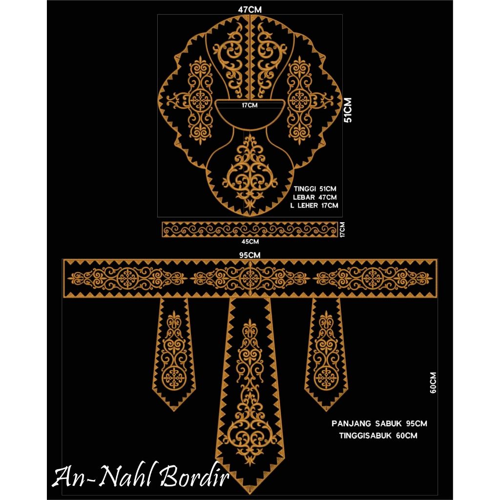An-Nahl renda Bordir satu set dada lingkar/hiasan dada/kostum tari/aksesoris tarian