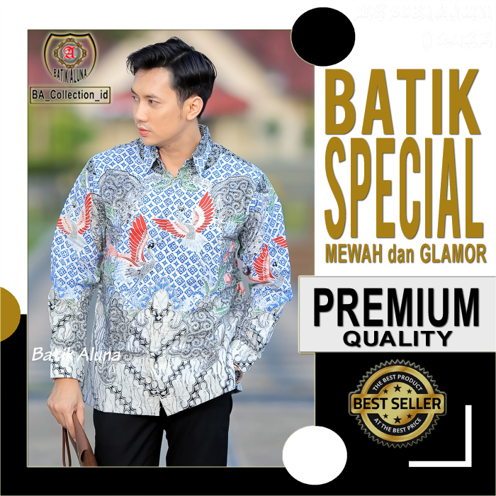 Batik Pria Lengan Panjang Semi Tulis Kombinasi Keris Terbaru Prabuseno Terlaris Handara Formal Asana
