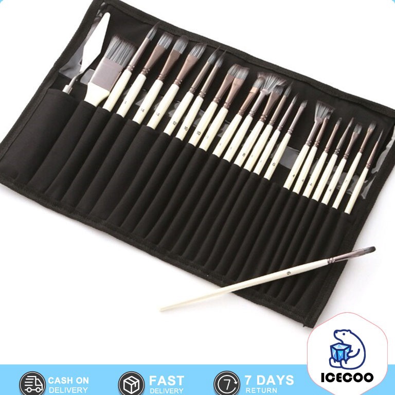 

24Pcs Kuas Lukis Set Artist Paint Brushes Set Untuk Artist Acrylic Painting Watercolor Oil ART U9M2
