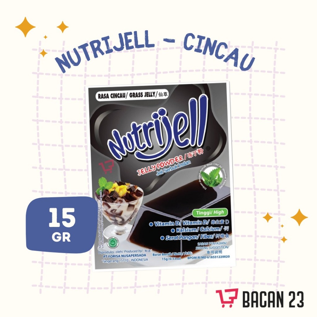 

Nutrijell Rasa Cincau (15 gr) / Agar - Agar jelly Instant Sachet Rasa Cincau / Jelly Powder