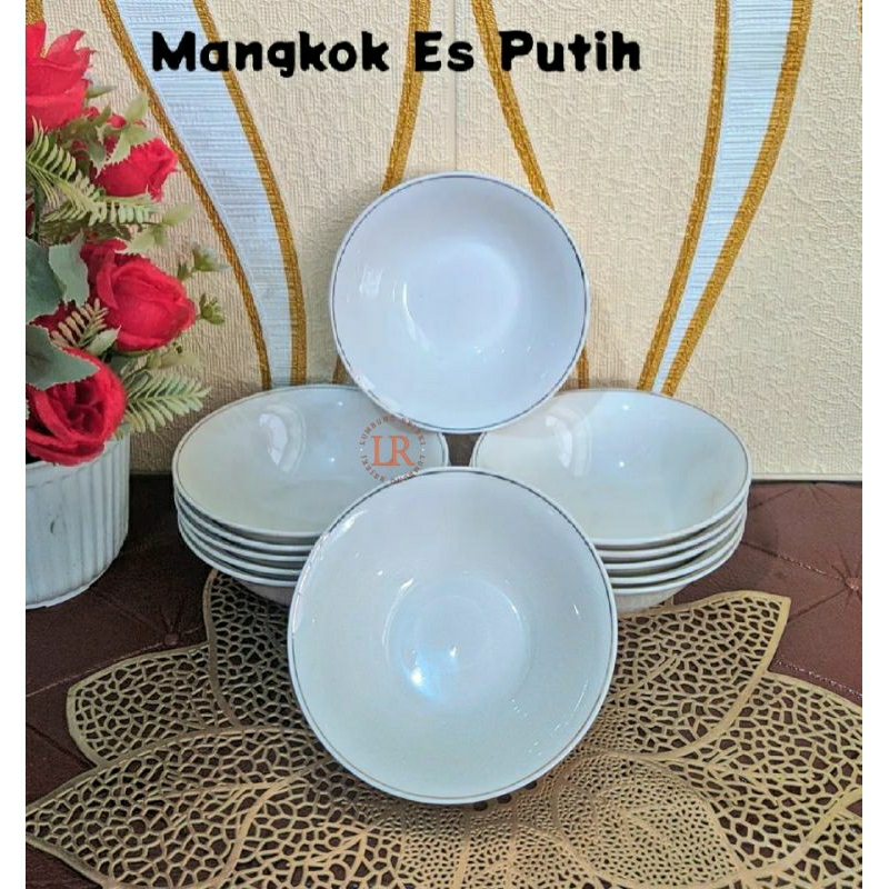 3PCS MANGKOK KERAMIK 7INC/ 3PCS MANGKOK BAKSO KERAMIK PUTIH LISH EMAS / 3PCS MANGKOK BAKSO JAGO / 3P
