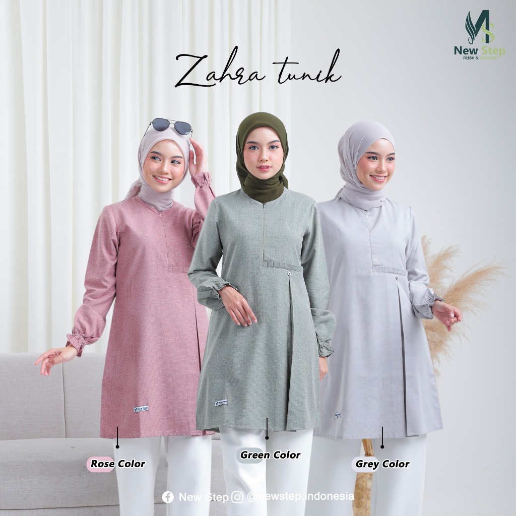 TUNIK ZAHRA BY NEW STEP - ATASAN TUNIK BLOUSE WANITA DEWASA REMAJA TERBARU KEKINIAN LUCU WARNA ROSE 