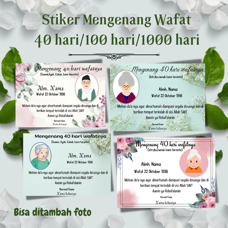 P3/ Stiker Mengenang Wafat 40hari/100hari/1000hari/stiker tahlil wafat