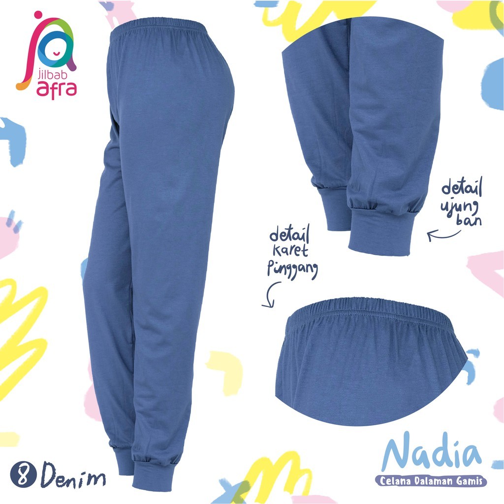 NADIA AFRA ARFA Celamis Celana Dalaman Gamis Legging Bahan Kaos Rayon HQ Denim