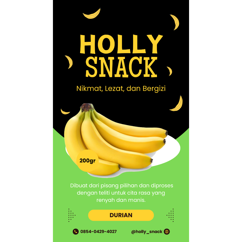 

Holly snack keripik pisang !!! Rasa durian khas lampung 200 gram